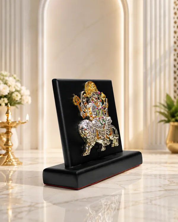 Black_And_Red_Silver_Plating_Wooden_Base_Resin_Idol_For_Home_Decor