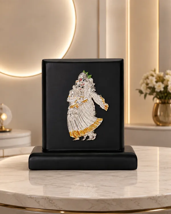 Black_And_Gold_Silver_Plating_Wooden_Base_Resin_Idol_For_Home_Decor