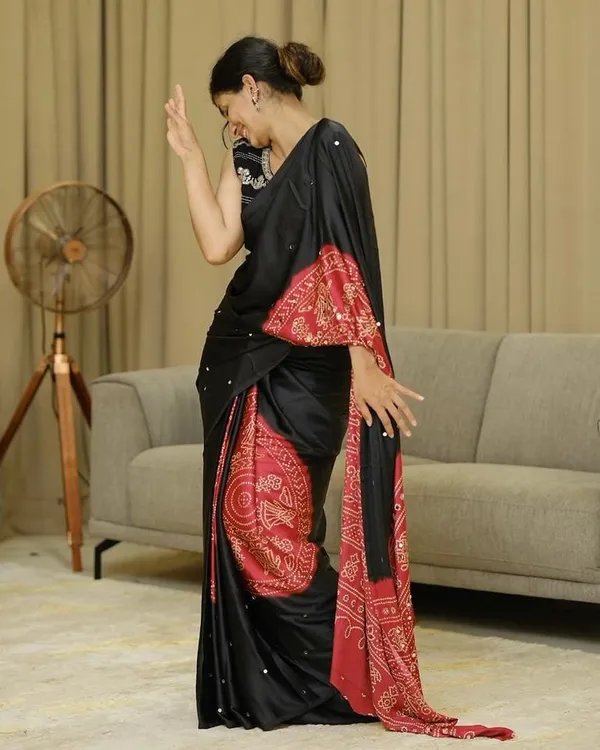 Women’s_Elegant_Black_&_Crimson_Red_Pure_Modal_Silk_Saree_with_Traditional_Folk_Mandala_Print_&_Designer_Pallu