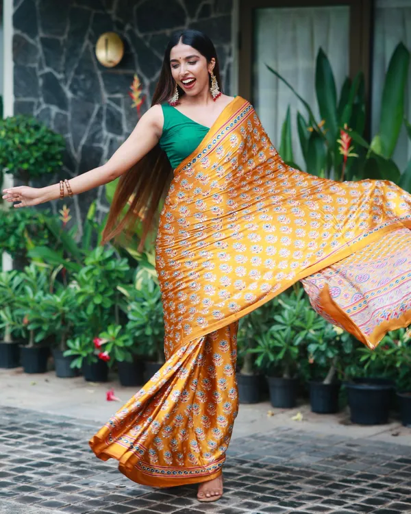 Mustard_Gold_Pure_Modal_Silk_Saree_with_Ajrakh_Inspired_Floral_Print_&_Heritage_Designer_Pallu