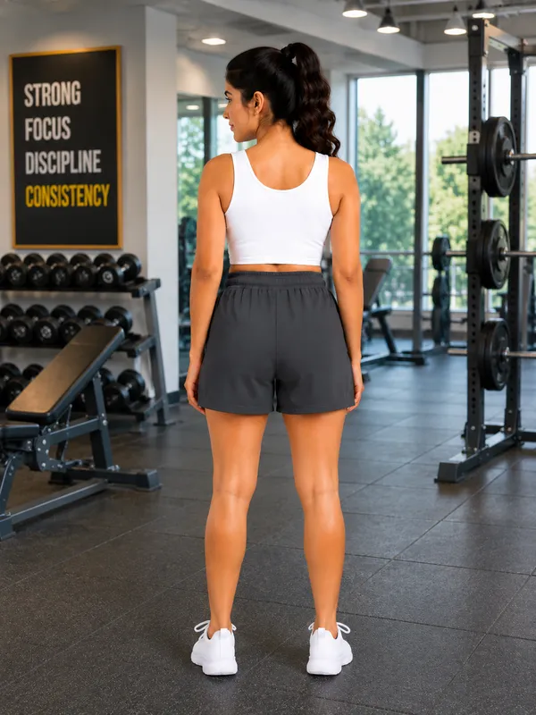 Women's_Dark_Grey_Premium_Polyester__Training_Shorts_|_Quick-Dry_Gym_Athletic_Shorts_with_Side_Pockets