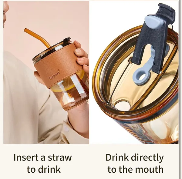 Glass_Tumbler_With_Leather_Sleeve_And_Straw_For_Cold_Beverages