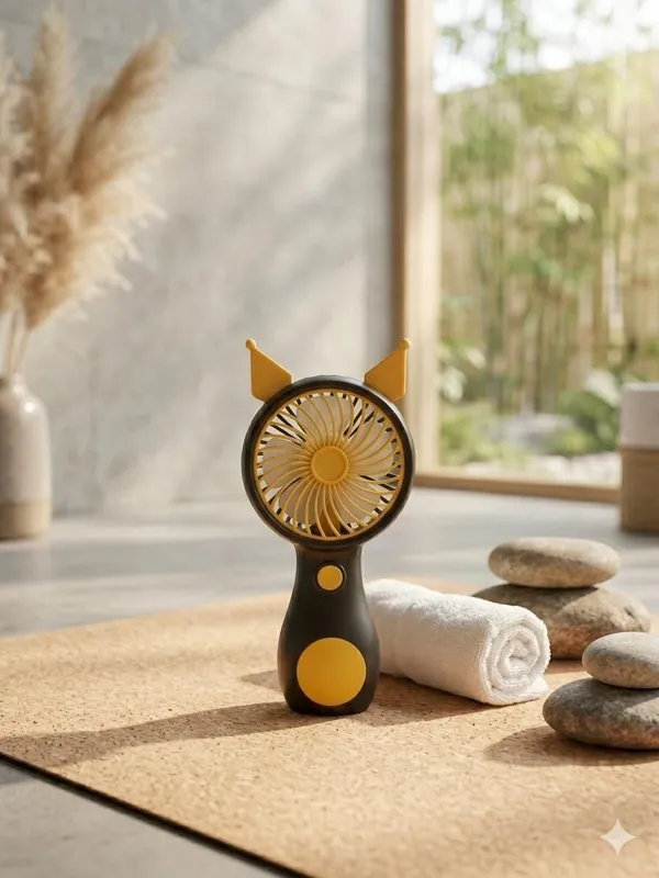 Yellow_Black_Usb_Rechargeable_Compact_Portable_Mini_Hand_Fan