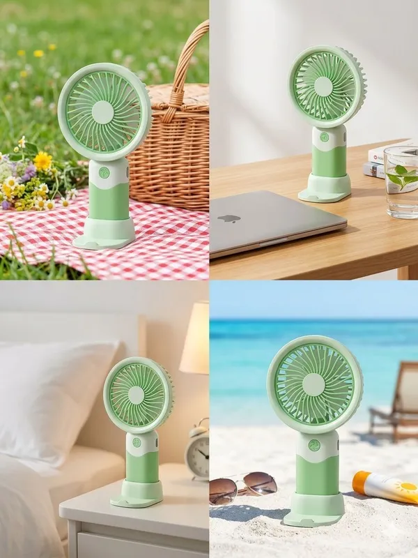 Green_White_Usb_Rechargeable_Compact_Portable_Mini_Hand_Fan_
