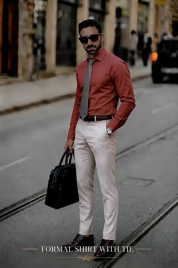 Rust_Red_Egyptian_Cotton_Shirt_For_Men