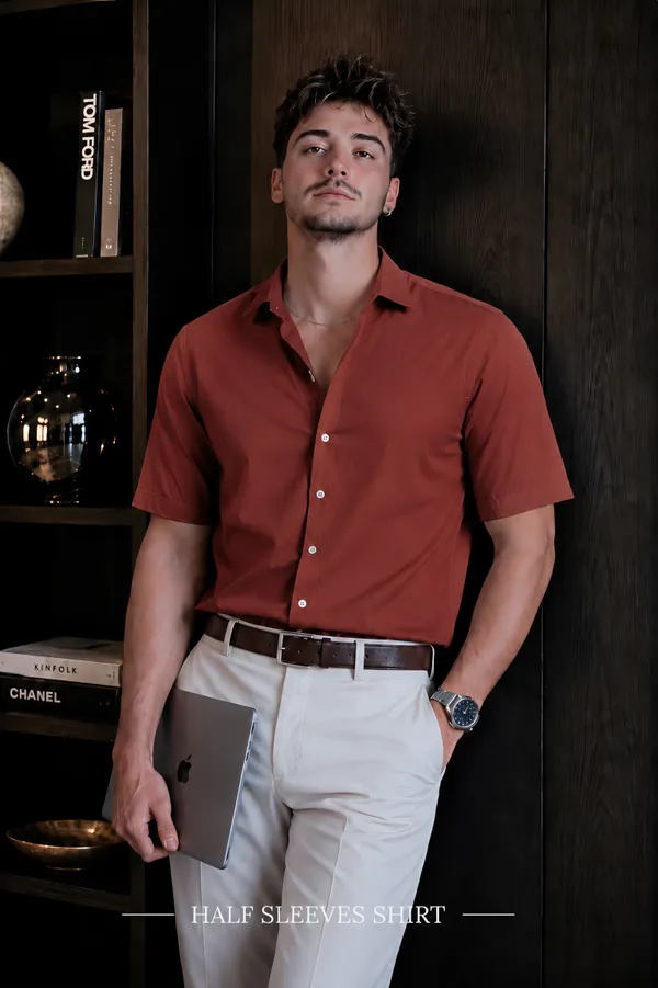 Rust_Red_Egyptian_Cotton_Shirt_For_Men