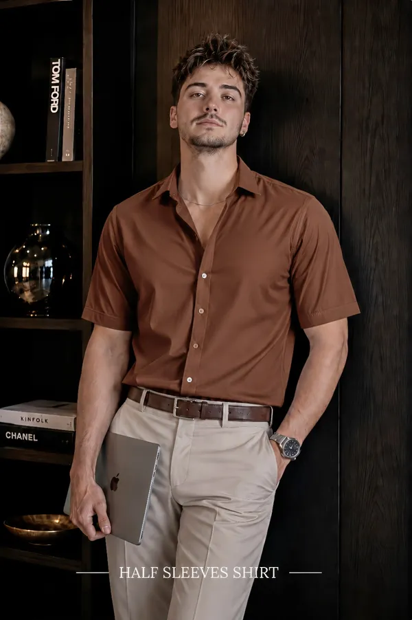 Mocha_Brown_Egyptian_Cotton_Shirt_For_Men