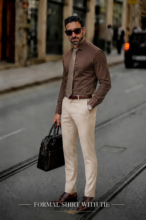 Mocha_Brown_Egyptian_Cotton_Shirt_For_Men