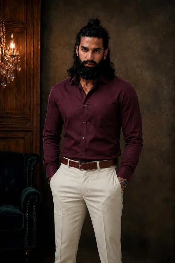 Deep_Maroon_Egyptian_Cotton_Shirt_For_Men