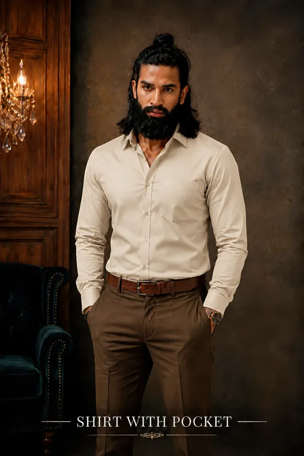 Champagne_Cream_Egyptian_Cotton_Shirt_For_Men