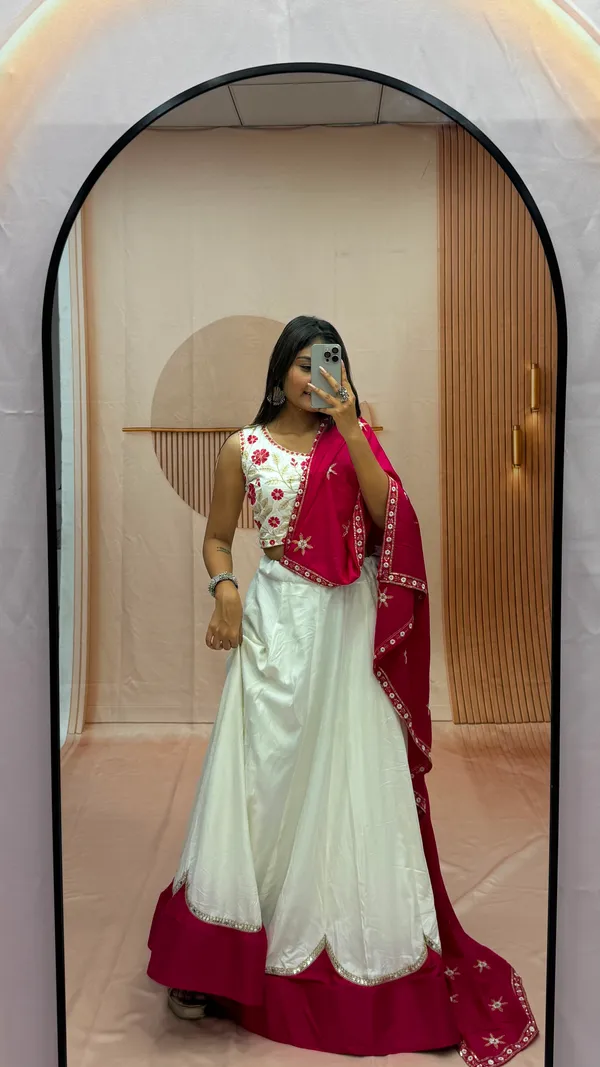 White_Pure_Cotton_Floral_Embroidered_Flared_Lehenga_Choli_For_Women