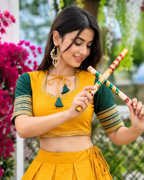 Yellow_Rayon_Flared_Lehenga_Choli_For_Women
