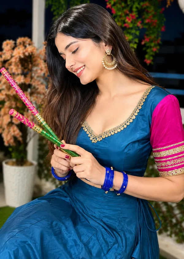 Blue_Pink_Rayon_Flared_Lehenga_Choli_For_Women