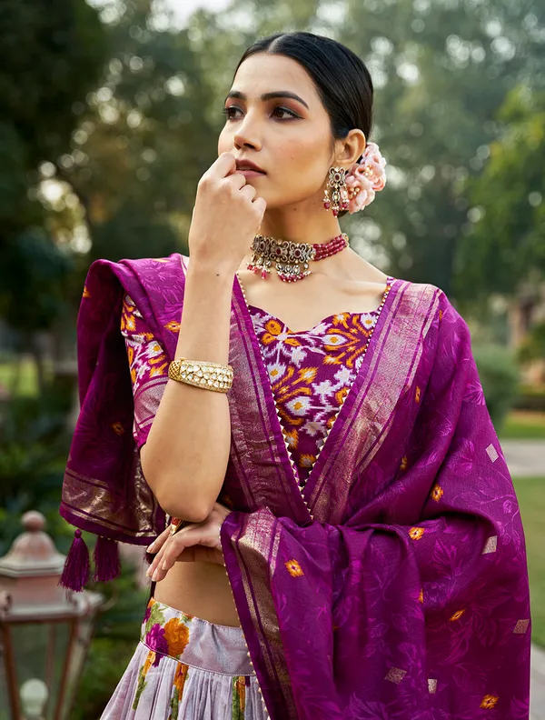 Purple_Tasar_Silk_Floral_Lehenga_Choli_For_Women