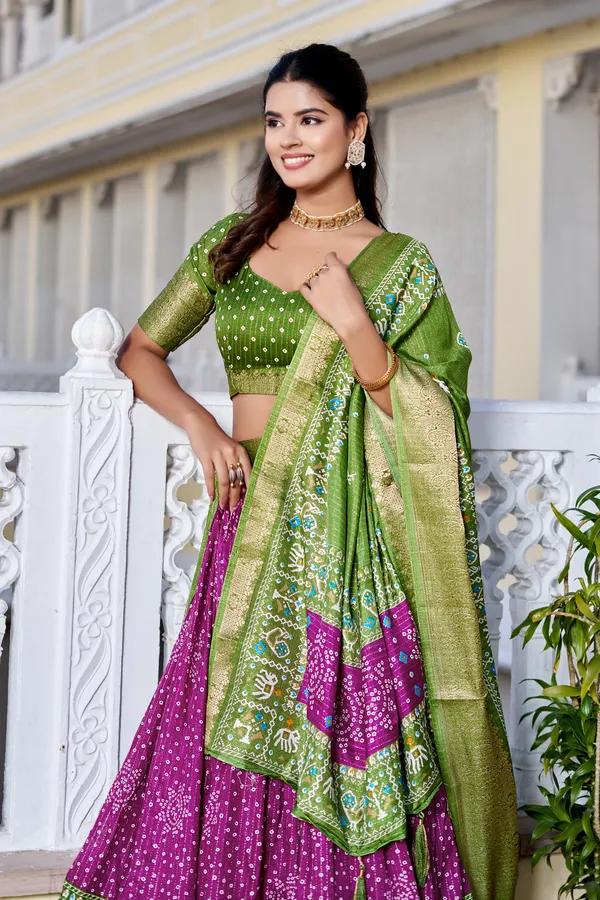 Wine_Tasar_Silk_Printed_Lehenga_Choli_For_Women