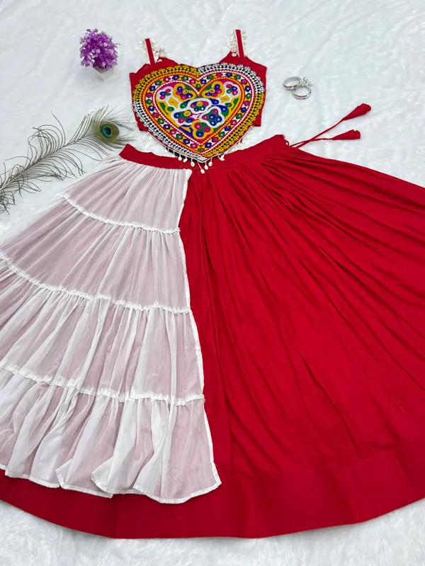 Multicolour_Pure_Cotton_Embroidered_Flared_Lehenga_Choli_For_Women