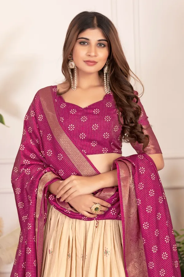 Pink_Tasar_Silk_Printed_Flared_Lehenga_Choli_For_Women
