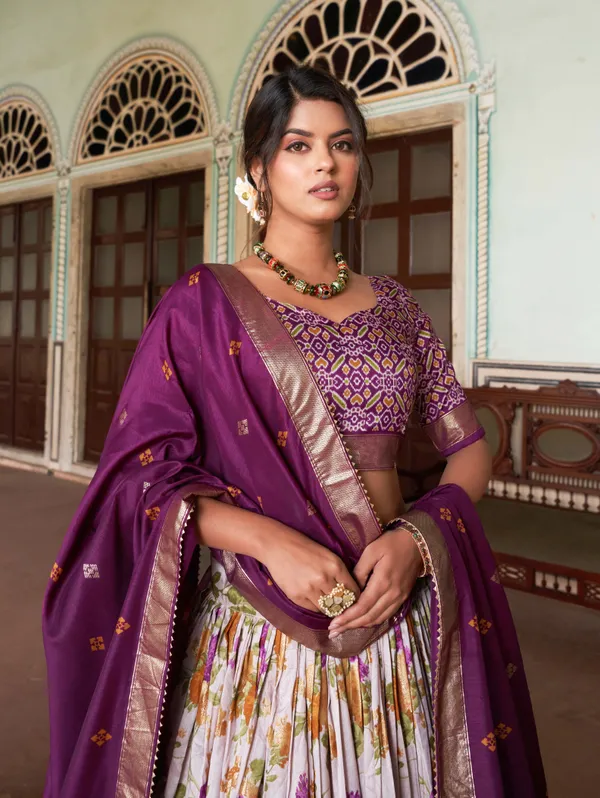 Wine_Tasar_Silk_Printed_Lehenga_Choli_For_Women
