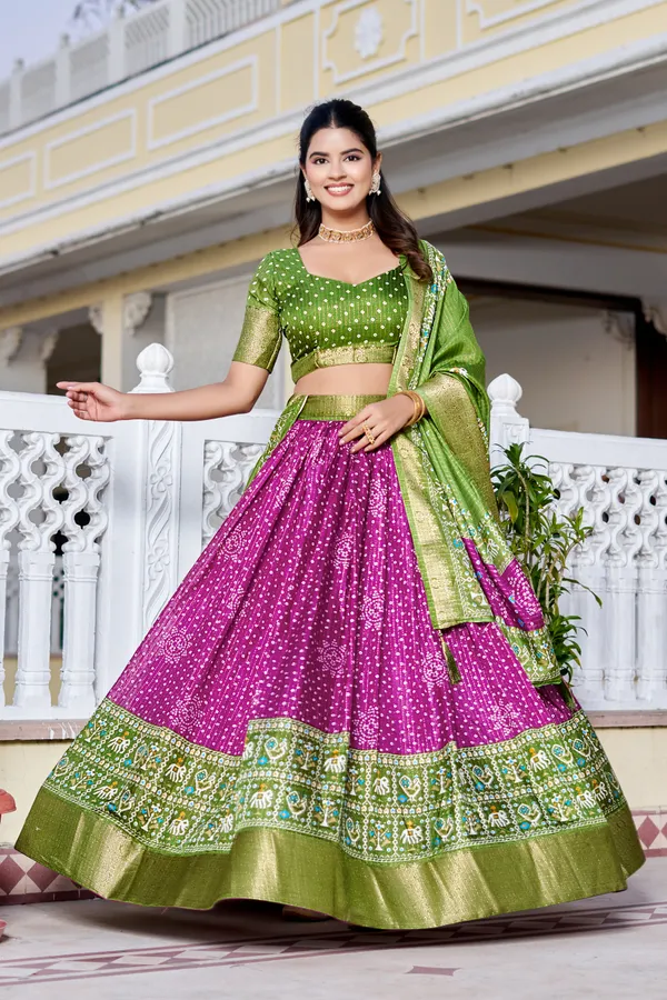 Wine_Tasar_Silk_Printed_Lehenga_Choli_For_Women