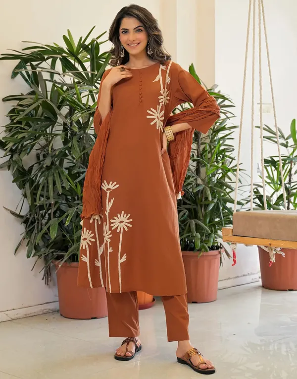 Rust_Floral_Embroidered_Kurta_Set_for_Women