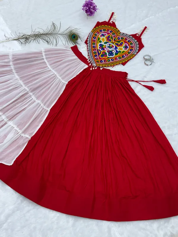 Multicolour_Pure_Cotton_Embroidered_Flared_Lehenga_Choli_For_Women