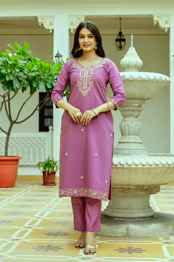 Purple_Embroidered_Straight_Kurta_Set_For_Women