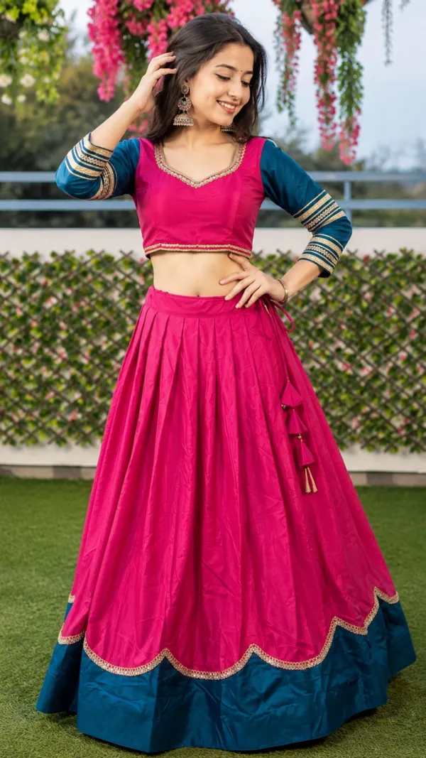 Pink_Blue_Rayon_Flared_Lehenga_Choli_For_Women