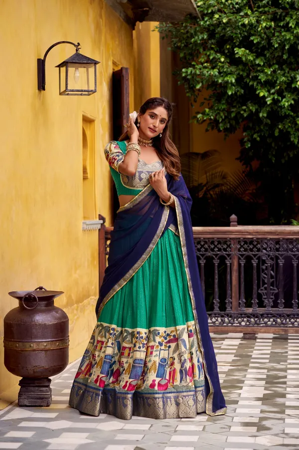 Rose_Maroon_Tasar_Silk_Printed_Flared_Lehenga_Choli_For_Women