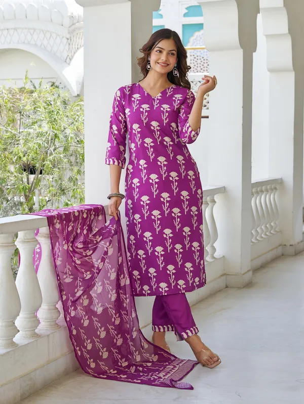 Purple_Printed_Straight_Kurta_Set_For_Women