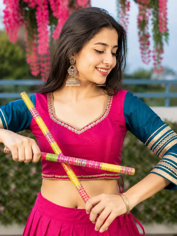 Pink_Blue_Rayon_Flared_Lehenga_Choli_For_Women