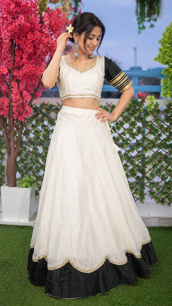 White_Rayon_Flared_Lehenga_Choli_For_Women