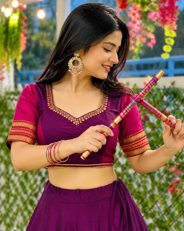 Wine_Rayon_Flared_Lehenga_Choli_For_Women