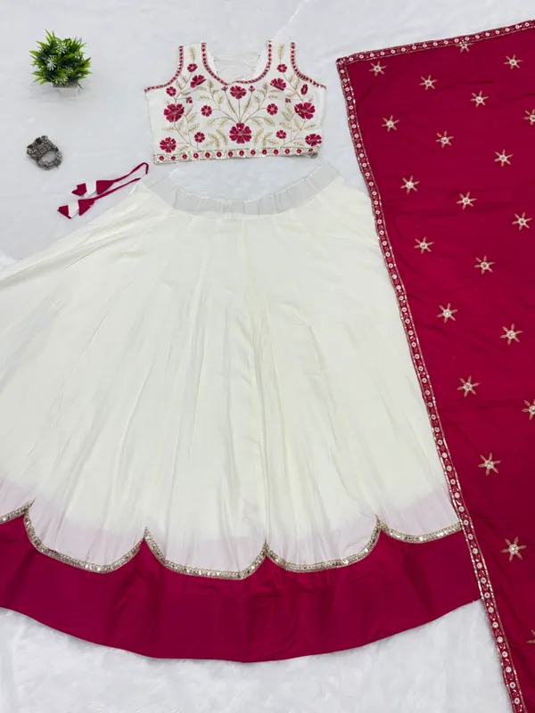 White_Pure_Cotton_Floral_Embroidered_Flared_Lehenga_Choli_For_Women