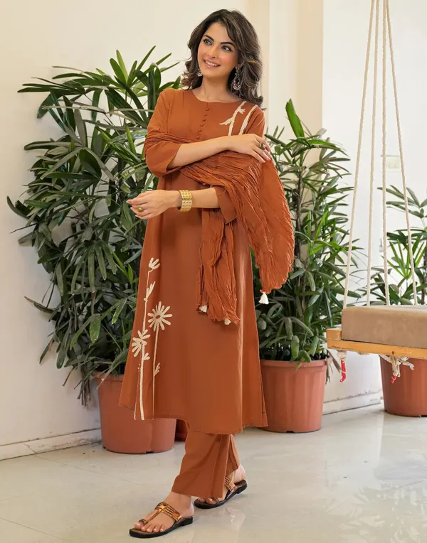 Rust_Floral_Embroidered_Kurta_Set_for_Women