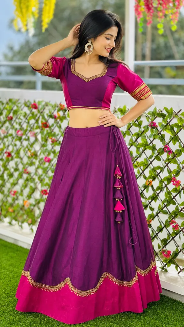 Wine_Rayon_Flared_Lehenga_Choli_For_Women