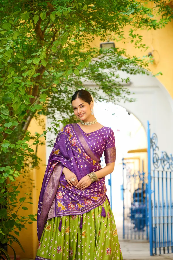 Mauve_Tasar_Silk_Printed_Flared_Lehenga_Choli_For_Women