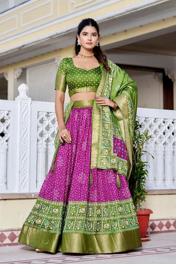 Wine_Tasar_Silk_Printed_Lehenga_Choli_For_Women