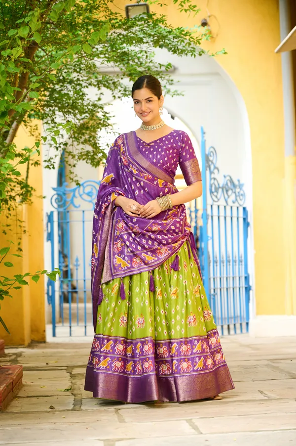 Mauve_Tasar_Silk_Printed_Flared_Lehenga_Choli_For_Women