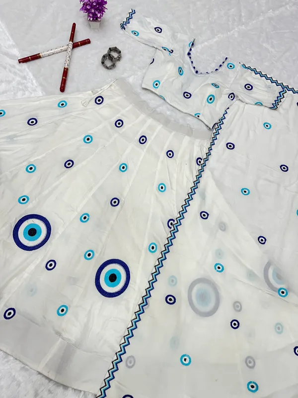 White_Pure_Cotton_Printed_Flared_Lehenga_Choli_For_Women