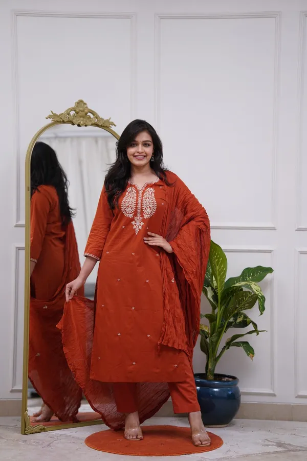 Rust_Embroidered_Straight_Kurta_Set_for_Women