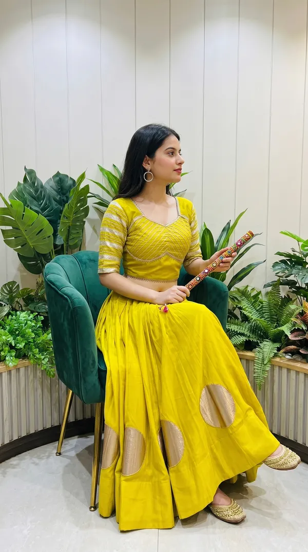 Yellow_Roman_Cotton_Flared_Lehenga_Choli_For_Women