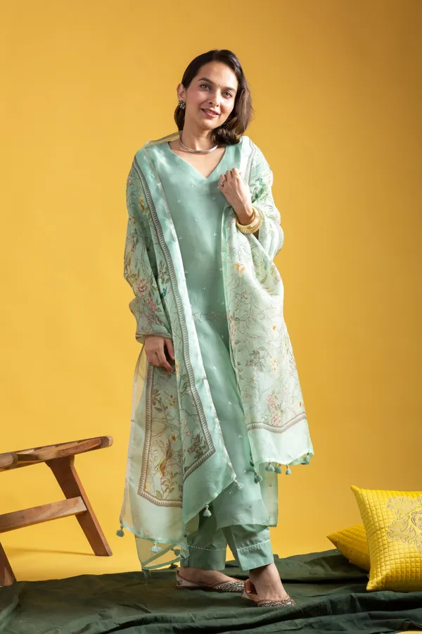 Mint_Green_Floral_Print_Kurta_Set_for_Women