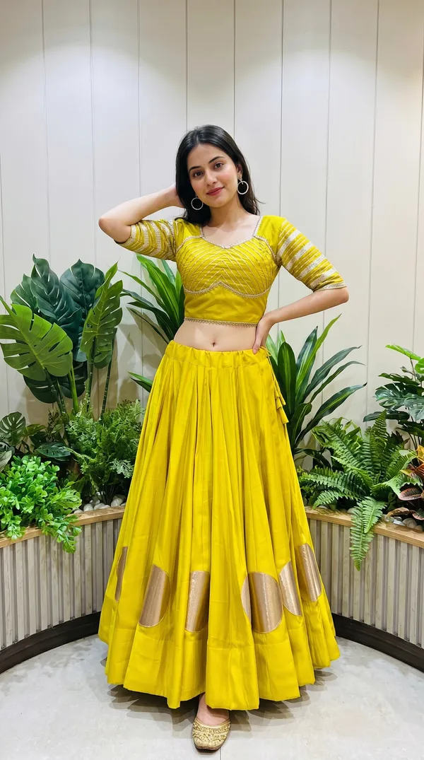 Yellow_Roman_Cotton_Flared_Lehenga_Choli_For_Women