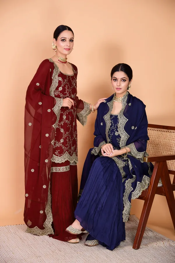 Maroon_Embroidered_Sharara_Suit_Set_for_Women