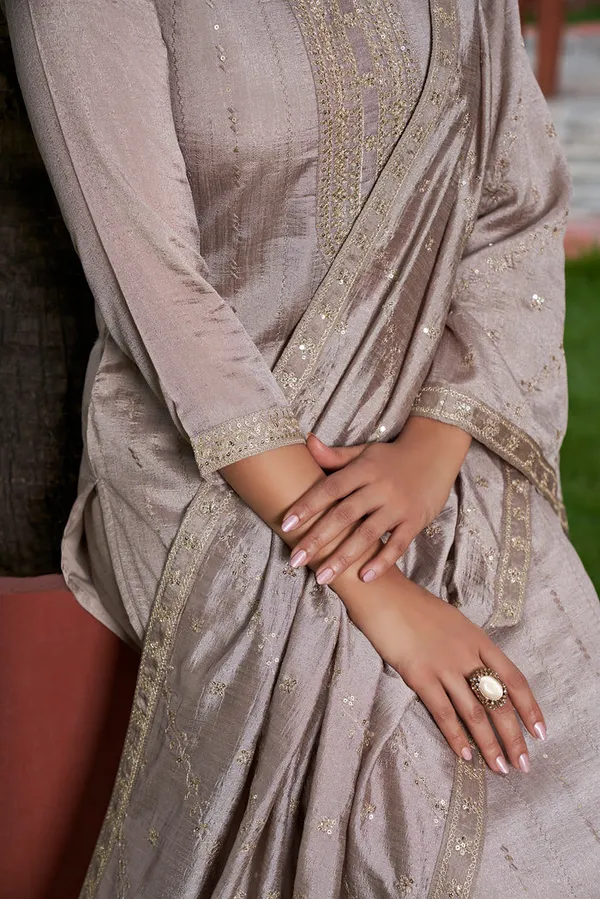 Taupe_Silk_Blend_Embroidered_Suit_Set_for_Women