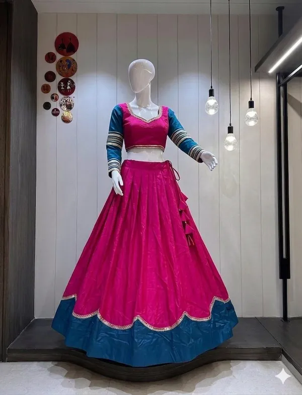 Pink_Blue_Rayon_Flared_Lehenga_Choli_For_Women