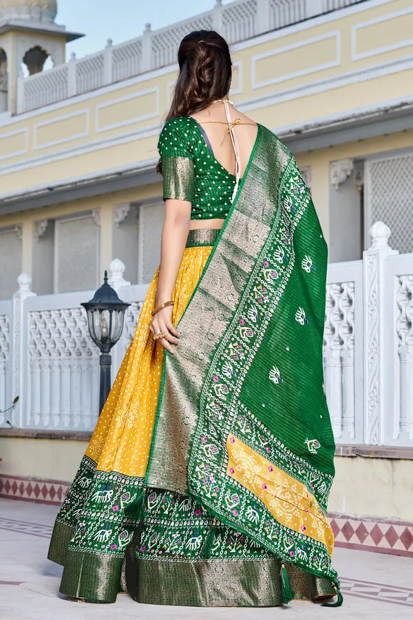 Yellow_Tasar_Silk_Printed_Lehenga_Choli_For_Women