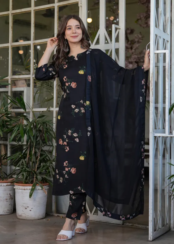 Black_Floral_Print_Straight_Suit_Set_for_Women