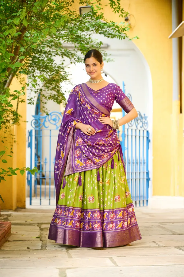 Mauve_Tasar_Silk_Printed_Flared_Lehenga_Choli_For_Women
