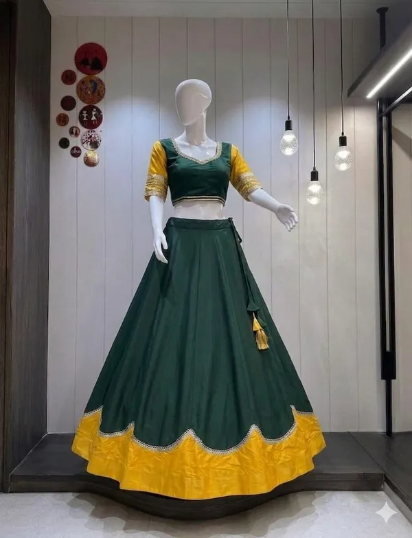 Green_Rayon_Flared_Lehenga_Choli_For_Women